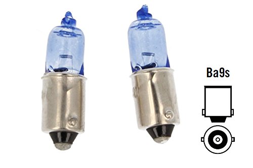 Carall 2 Pcs Car Halogen Bulbs H10W 12V 10W Ba9S Straight Pins Super White, For Reading Light Car Bulbs, Xenon Effect, Beam Low/