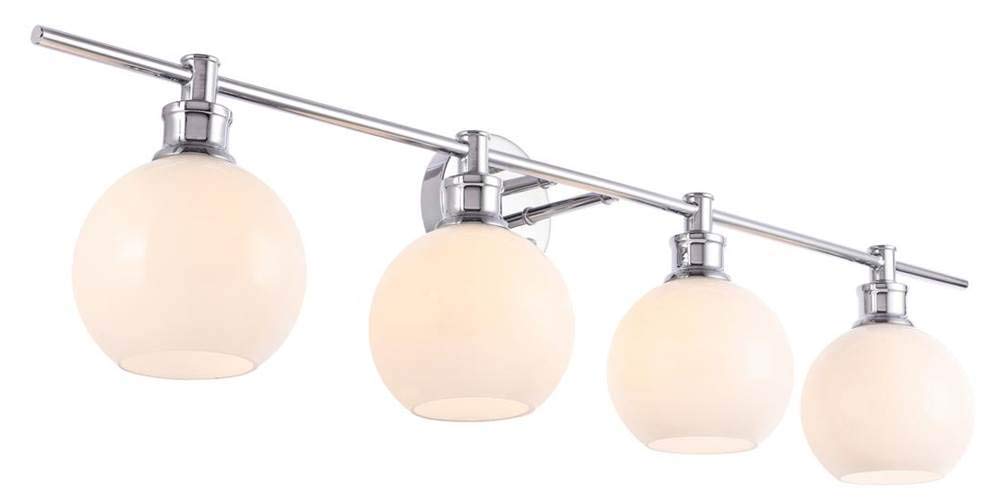 Living District Collier 4-Light Metal Wall Sconce in Chrome and Frosted White