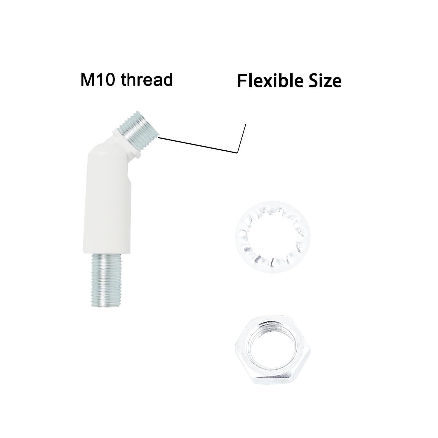 Shengqingtop M10 Threaded Extension Rod With Sloped Ceiling Adapter Kits For Pendant Light, Island Lighting, White