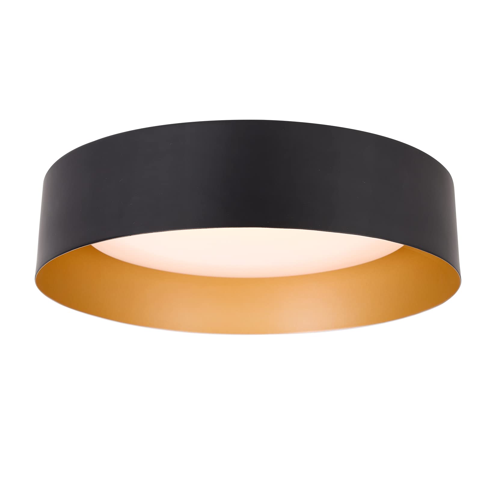 Bargeni Flush Mount Ceiling Light, 12.5 Inch, LED, Matte Black with Gold Inside, 18W, Dimmable, Model 21CL1003us-BG