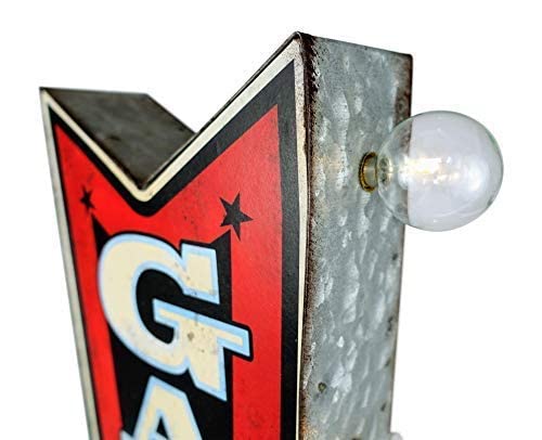 American Vintage Sign Co. Game Room Double-Sided Marquee Sign with LED Bulbs, 25” x 8”, Retro Print Decor