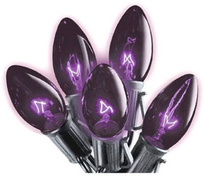 SYLVANIA Celebrations Halloween Light Set 25 Lights Black 12in Spacing Purplish/Blacklight Bulbs Model V32528