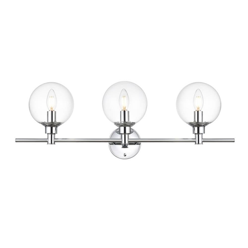 Living District Jaelynn 3-Light Iron & Glass Bath Sconce in Chrome/Clear