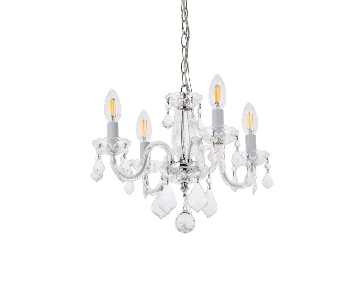 Elegant Lighting Rococo 4 Light Red Bordeaux Hanging Pendant Lamp with Royal Cut Crystal