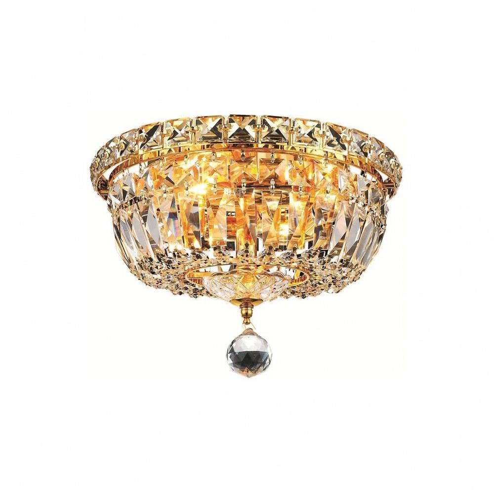 2528 Tranquil Collection Flush Mount D10in H8in Lt:4 Gold Finish (Royal Cut Crystals)