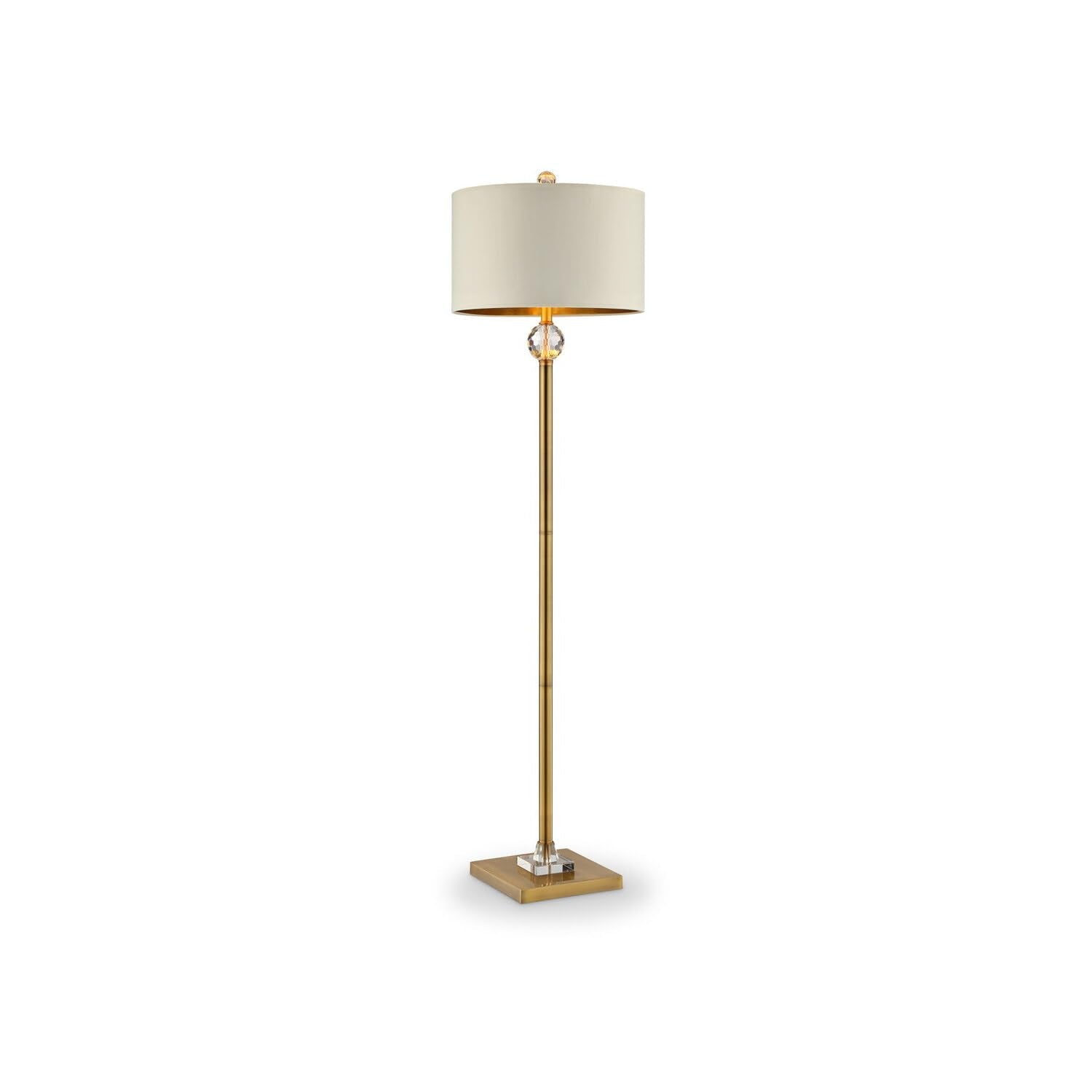 ORE International Floor Lamp - 63.25-Inch Gold Column with Crystal Orb - Matte Gold, Clear, Off White
