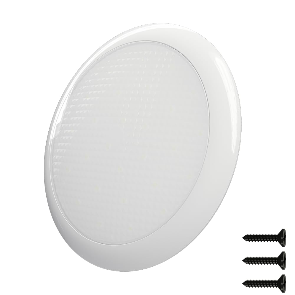 Damavo 12 Volt Led Lights 7" Dc 12/24V 10W Downlight 5500-6500K Bright White Round Dome Camper Rv Interior Lights Ceiling Led Panel Light For Inside Car Motorhome Travel Caravan Marine Boats