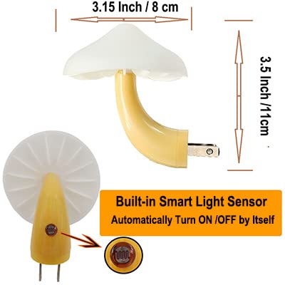 Ausaye Sensor Led Night Light Plug In Wall Lamp, Energy Saving Nightlight Cute Mushroom Night Lights For Adults Kids Bedroom,Bat