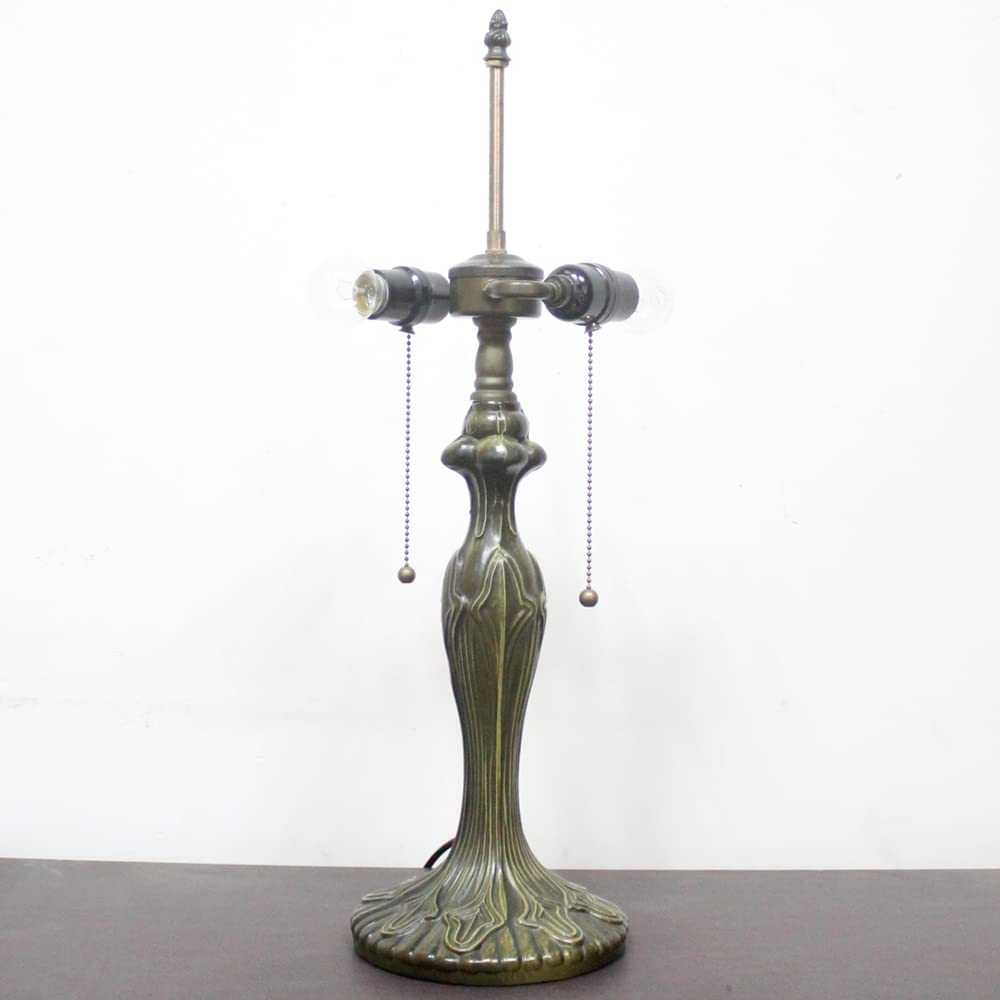 WERFACTORY Tiffany Table Lamp Base Replacement, 24" Height, Dark Bronze, Fits 12-18" Shades, Zinc Metal, Pull Chain Switch