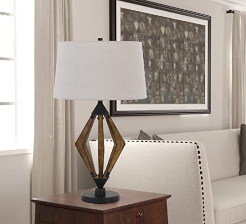 Cal 150W Table Lamp, Metal/Pine Wood, 30inx18inx18in, Model BO-2856TB, Pine Color