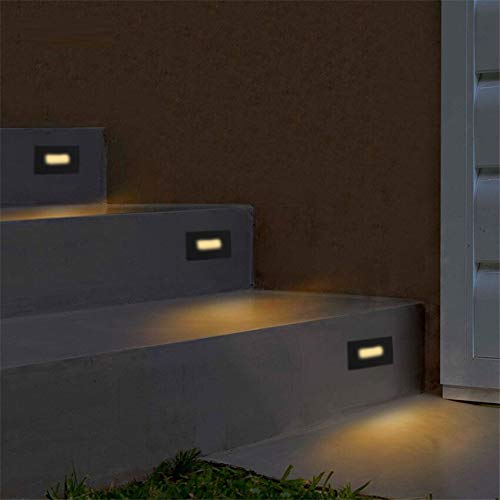 Ciata LED Stair Lights - Warm White 3000K, 3 Watt, Horizontal Black Finish, Indoor/Outdoor Use