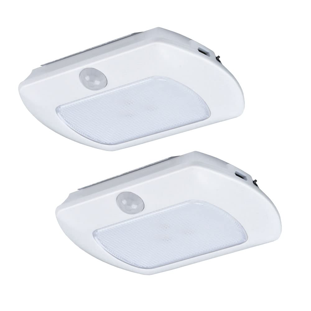 Good Earth Lighting LED Puck Light 2-Pack, White, Motion Sensing, 4000K, USB Charging, Model RE1252-WHG-04LF3