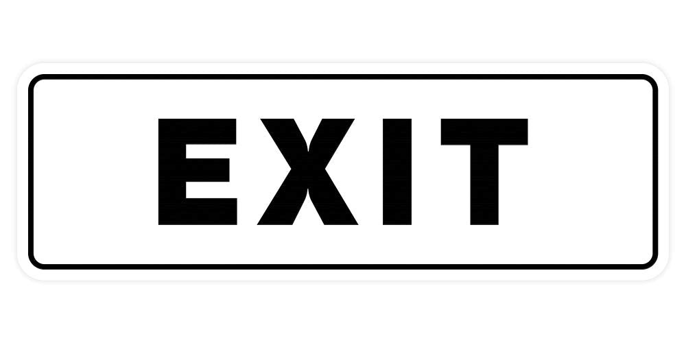 All Quality Standard Exit Wall or Door Sign | Durable Plastic and Easy Installation | Double-Sided Foam Adhesive Tape - White - 