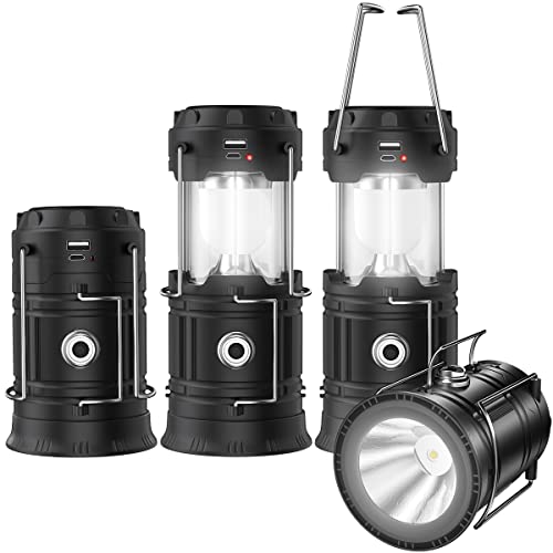 JMADENQ Solar Lantern Flashlight, USB Rechargeable, Portable, Collapsible, Bronze, Model Classical-2