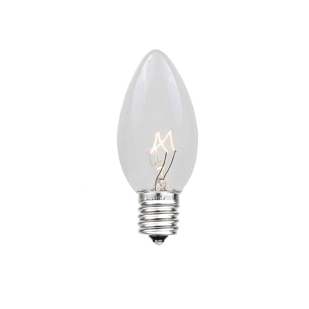 Novelty Lights Twinkle Christmas Replacement Bulbs - Outdoor Individual Bulbs for Events  Holiday Parties  Patios  and More - C7/E12 Candelabra Base  7 Watt Lights (Clear  25 Pack)
