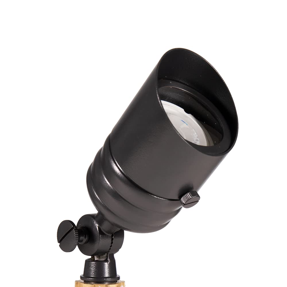 VOLT Brass Outdoor Mini Spotlight 12V - Black, Low Voltage for Landscape Lighting, Model VAL-20-22KBK