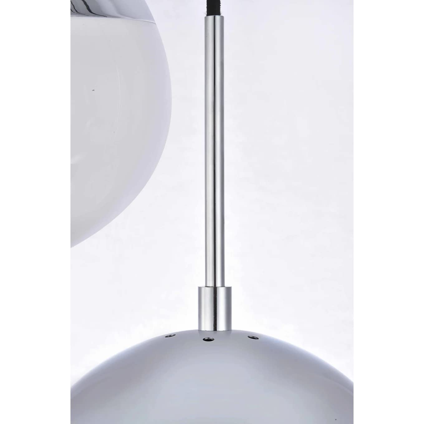 Living District Chrome Pendant Light - 5 Frosted White Glass Shades - Modern Lighting Fixture