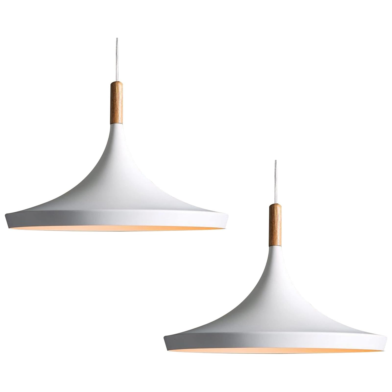 2 Light Battery Operated Pendant Light with Remote Control,White Ceiling Pendant Lights Fixtures,Nordic Style Hanging Lamp for D