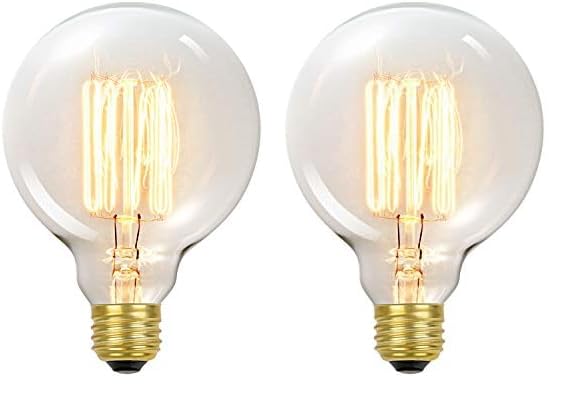 Globe Electric 60W Vintage Edison G30 Vanity Tungsten Incandescent Filament Light Bulb, E26 Standard Base, 245 Lumens (Pack Of 2