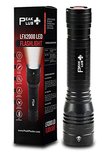 PeakPlus High Powered LED Flashlight LFX2000, Brightest High Lumen Light with 5 Modes, Zoomable and Water Resistant, Best Flashl