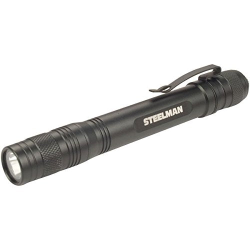 Steelman LED Pen Light 2AA, Aluminum, Black, Model 95863