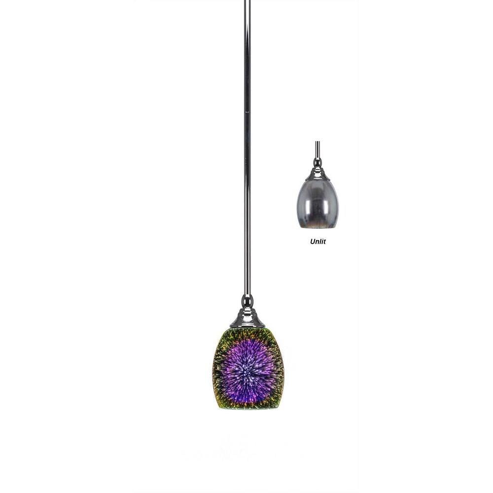 Toltec Lighting 23-Ch-6595 Any 3 Light Stem Mini Pendant 5&quot; Silver Fire Glass