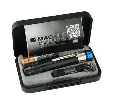 MagLite Solitaire Spectrum Series LED Flashlight, AAA, 0.5"x3.2", Black, Blue LED Light, Model J3ASX2, Aluminum