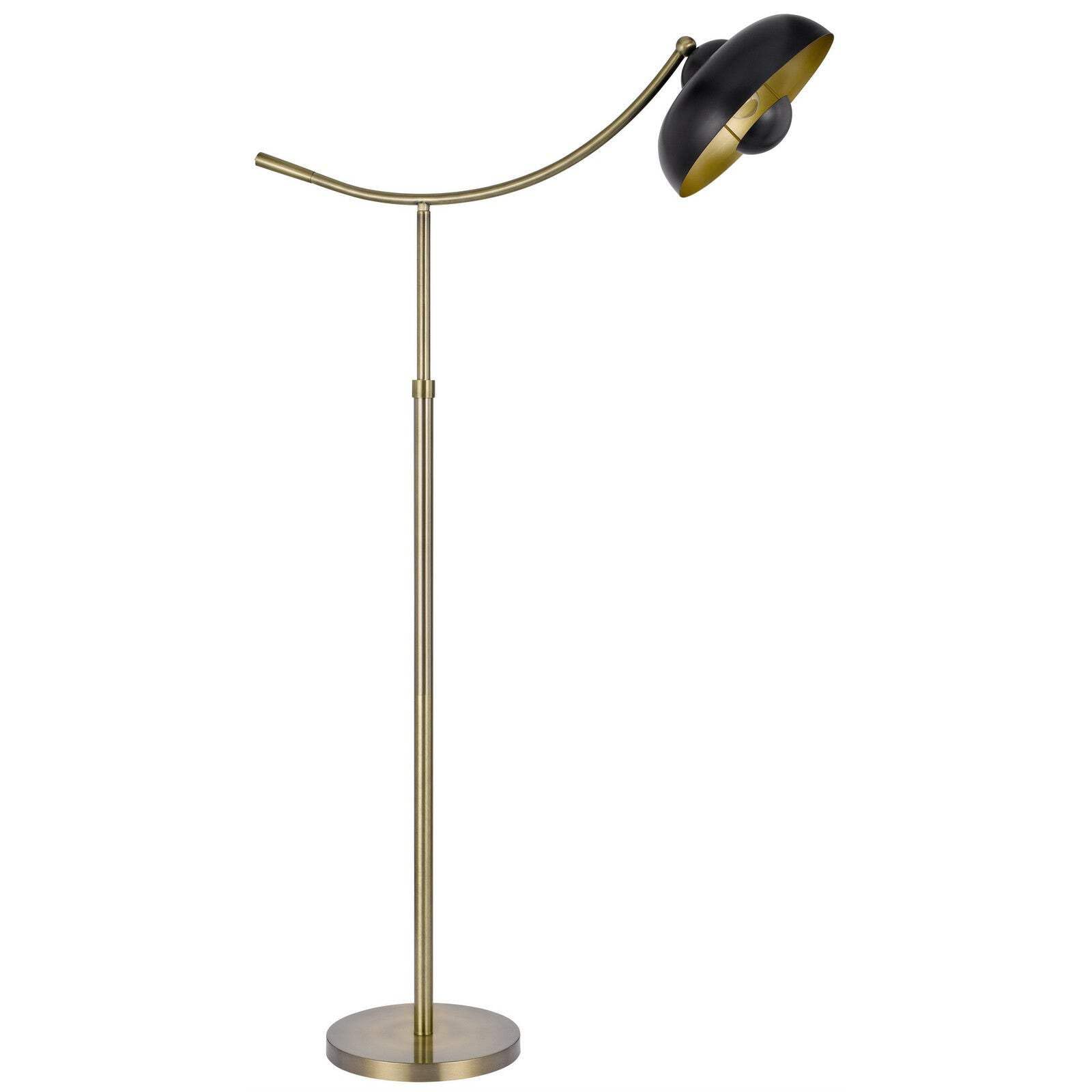 HomeRoots Bronze Adjustable Arc Floor Lamp with Dome Shade, 66 in. Tall, Metal Construction