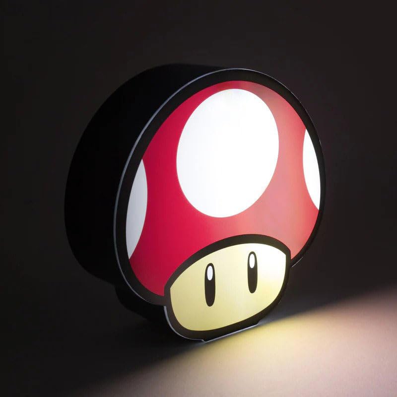 Paladone Super Mushroom Box Light - Officially Licensed Super Mario Desk Light, Collection Gift For Mario Bros Fan, 15 Cm, Battery Powered