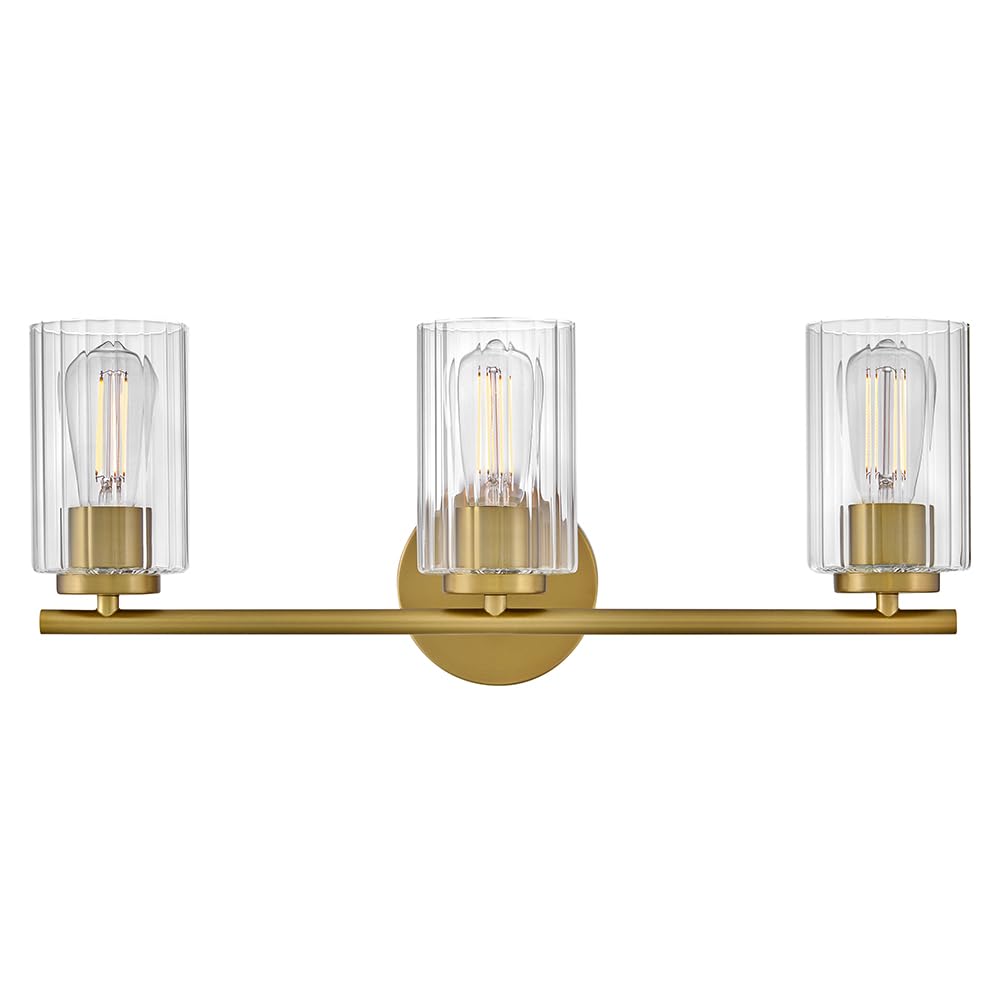 Lark Leta Medium Three Light Vanity, Lacquered Brass