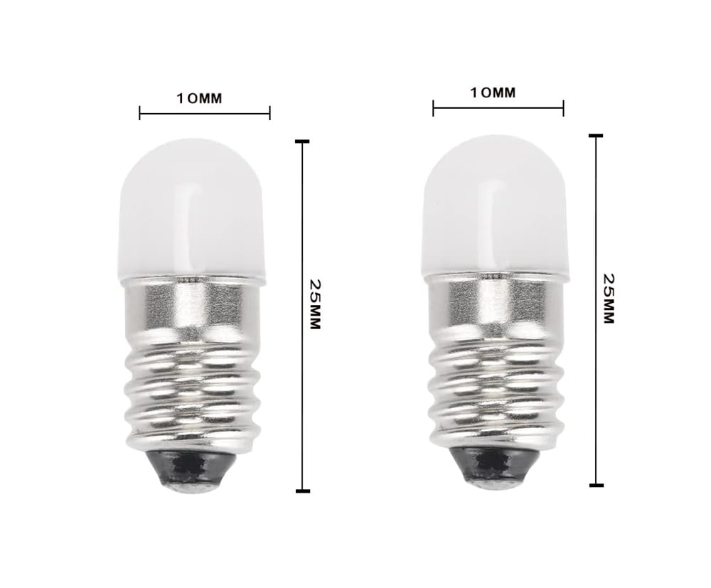 E10 Led Bulbs 12V Warm White Ac/Dc E10 Miniature Screw Led Lamps 0.5Watts 65Lm 12 Volt Miniature Flashlight Bulbs (20)