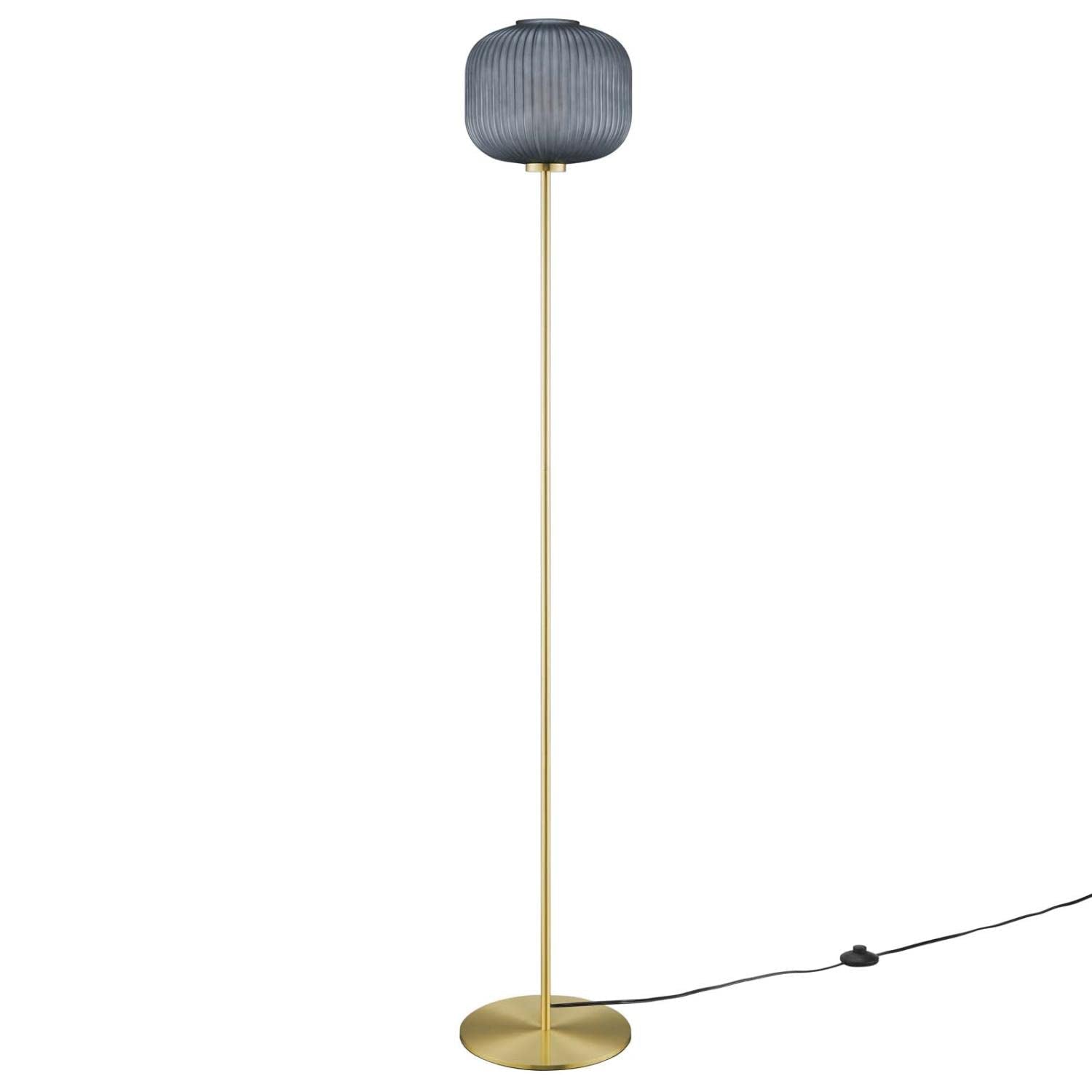 Modway Reprise 1-Light Modern Glass/Metal Floor Lamp in Black/Satin Brass