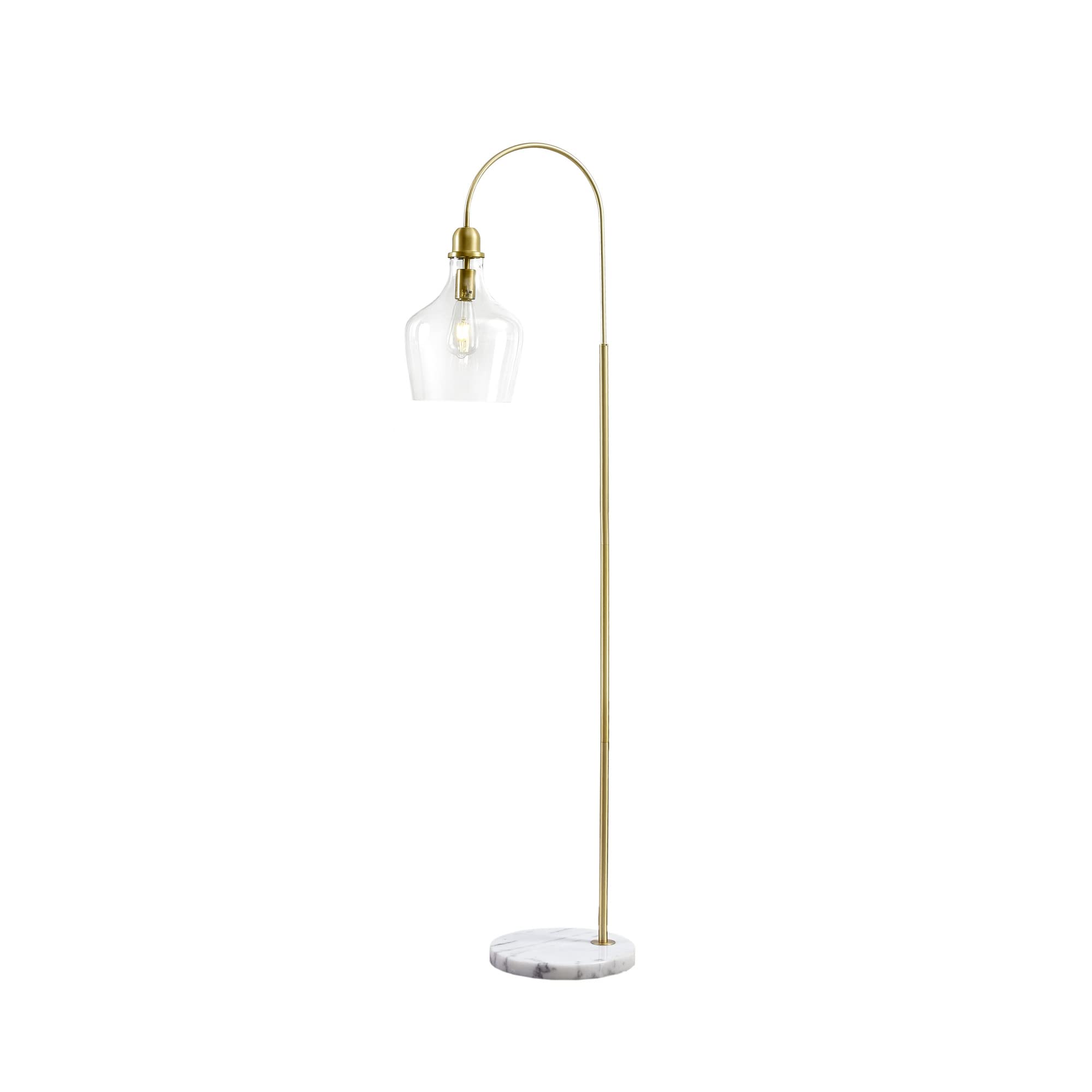 Hampton Hill Auburn Floor Lamp, 11.8 Metal, Gold, Bell Glass Shade, Model Mp154-0200, Modern, Ideal For Living Room, Foyer, Office