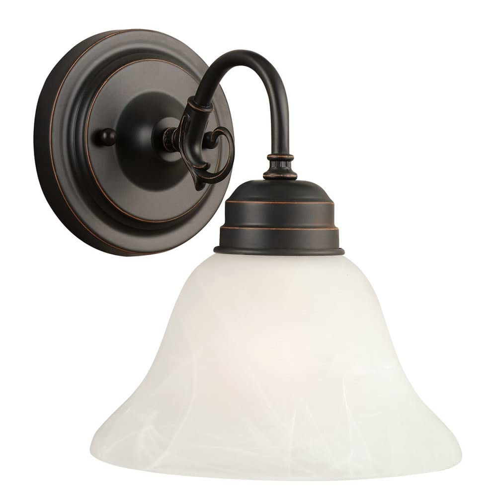 Design House 514497 Millbridge Wall Traditional 1 Indoor Dimmable Light With Alabaster Glass For Bathroom Hallway Foyer, Oil Rub