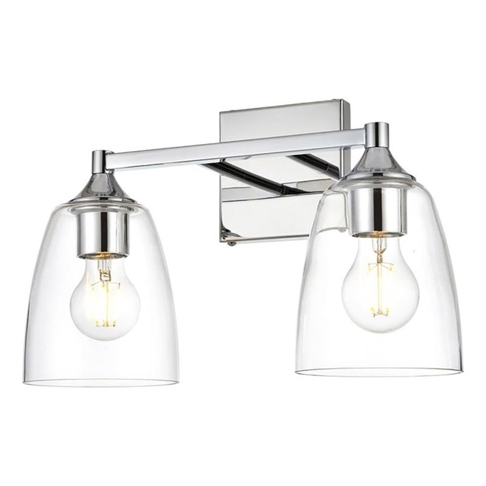 Living District Gianni 2-Light Iron & Glass Bath Sconce in Chrome/Clear