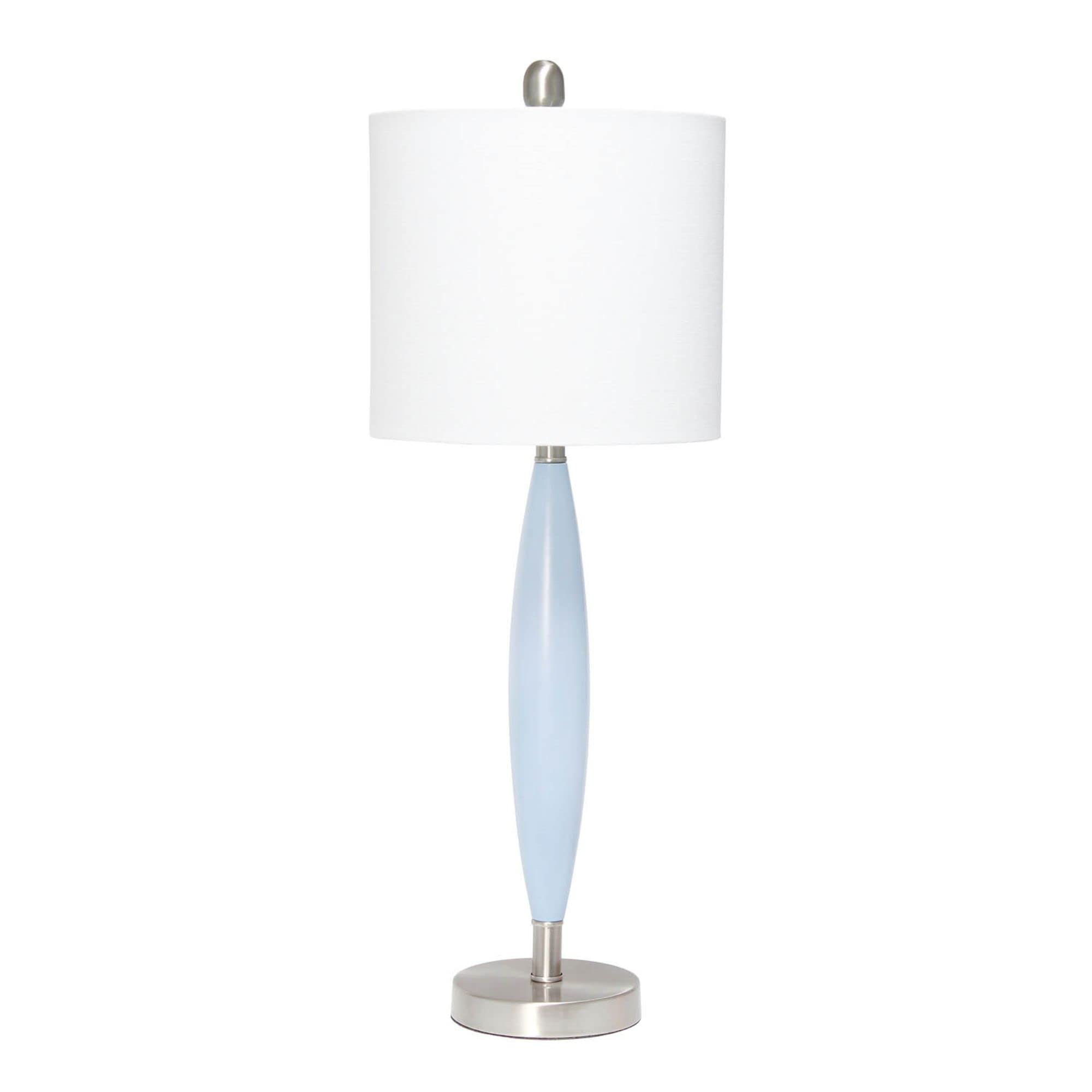 LALIA HOME Stylus Table Lamp - Metal, White Fabric Shade, Blue/White Color, Model LHT-5036
