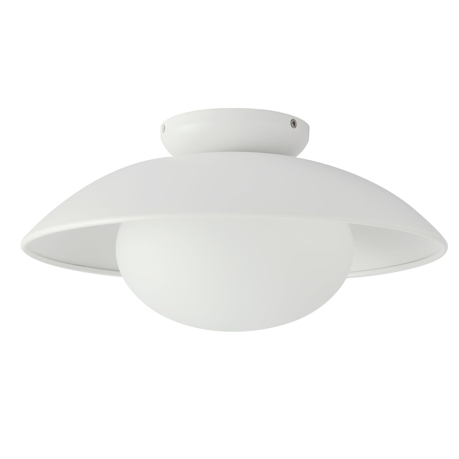 Pirxxiy Soft White 15In Semi Flush Mount Ceiling Light Fixture, Bowl Lampshade Style Vintage Close To Ceiling Light Fixture, Mod