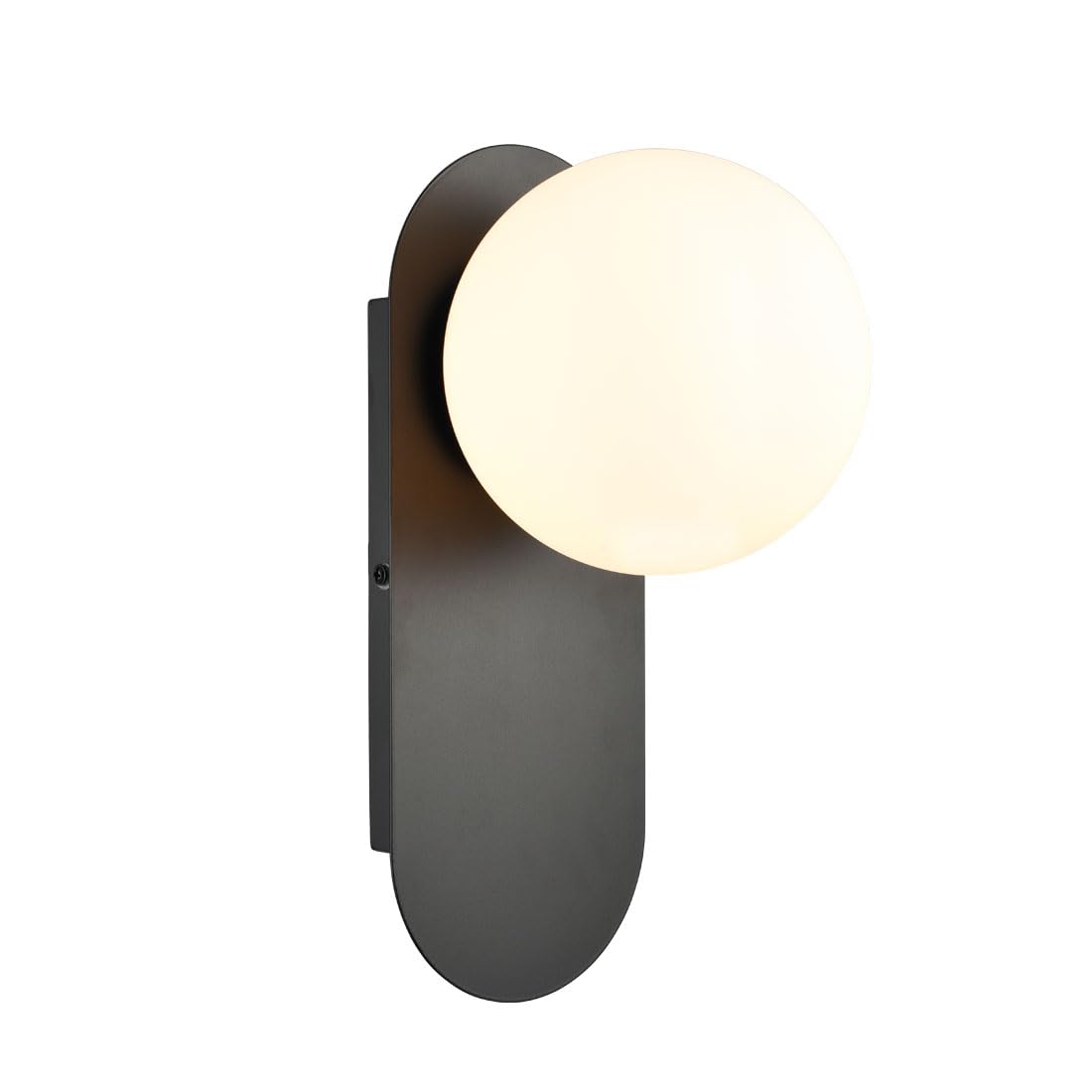 HOLKIRT Black Wall Light Fixture Mid Century Globe Wall Sconce with White Opal Glass for Living Room Bedroom Bathroom Entryway