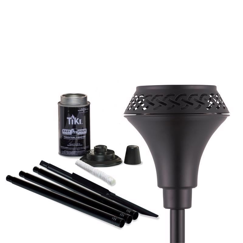 Tiki Island King 65'' Metal Outdoor Torch - Weather-Resistant, Decorative Tiki Torch With Long-Lasting Wick, Snuffer & Easy-Pour