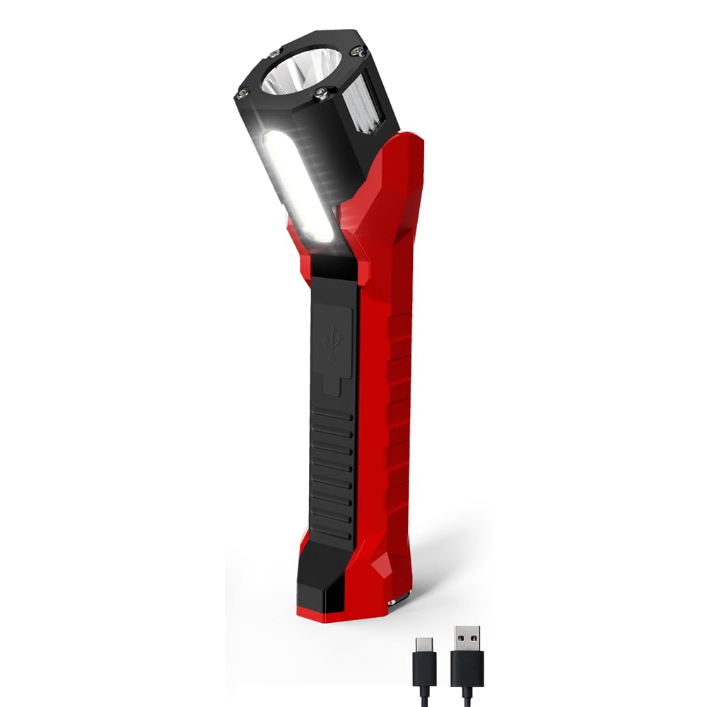 Anhay Rechargeable Work Light, 1200 Lumens LED Work Lights with 160 Swivel Head, Magnetic Base & Hooks, 6 Lighting Modes Magneti