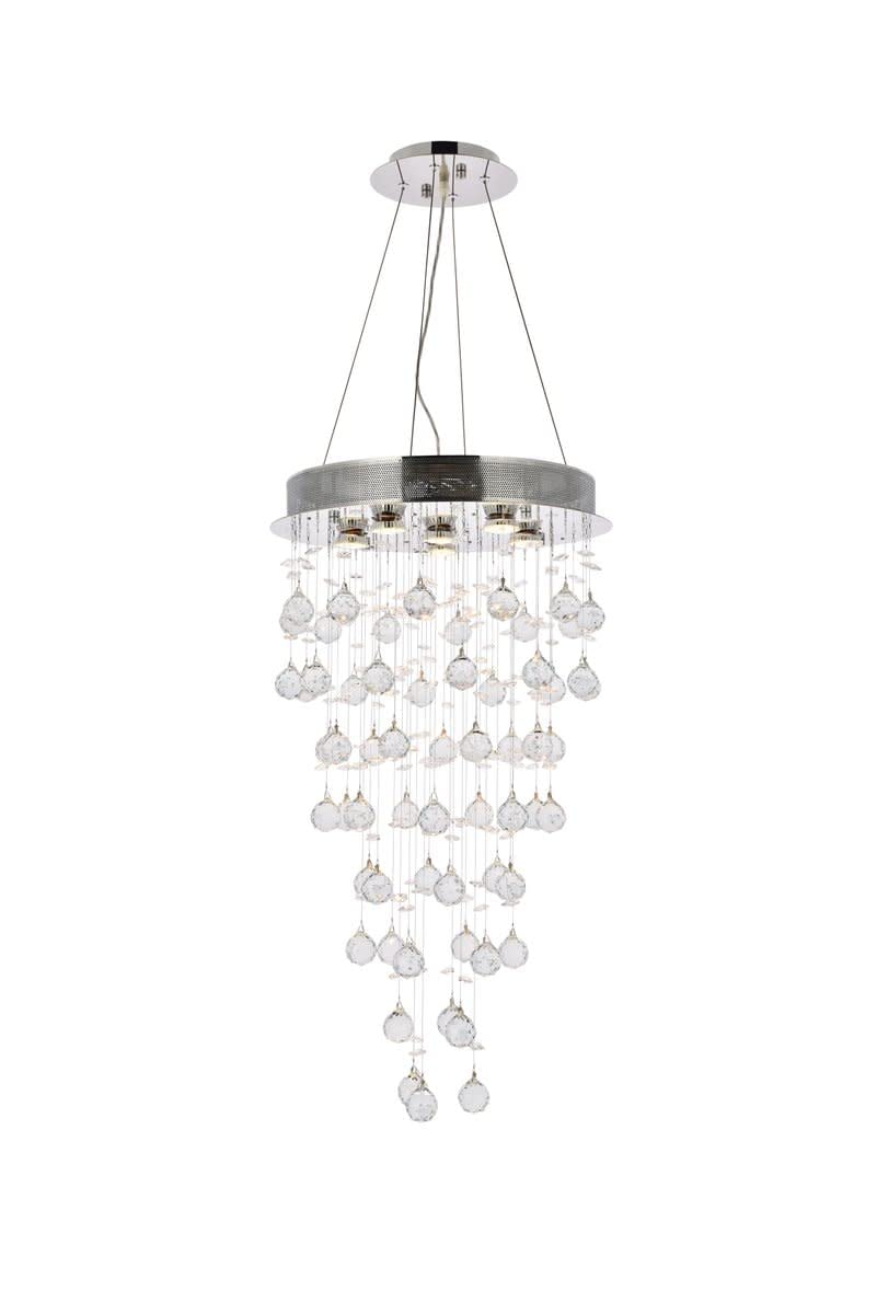 Elegant Lighting 2006D18C/RC 6-Light Crystal Chandelier, 18in x 32in, Chrome Finish, Clear Crystals