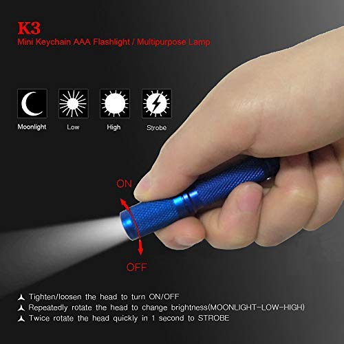 Nitefox K3 Mini AAA Keychain Flashlight - 150 Lumens, 3 Modes, Aluminum, Blue, EDC for Camping, Dog Walking, Emergency Use
