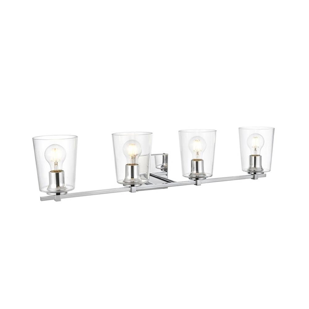 Living District Kacey 4-Light Iron & Glass Bath Sconce in Chrome/Clear