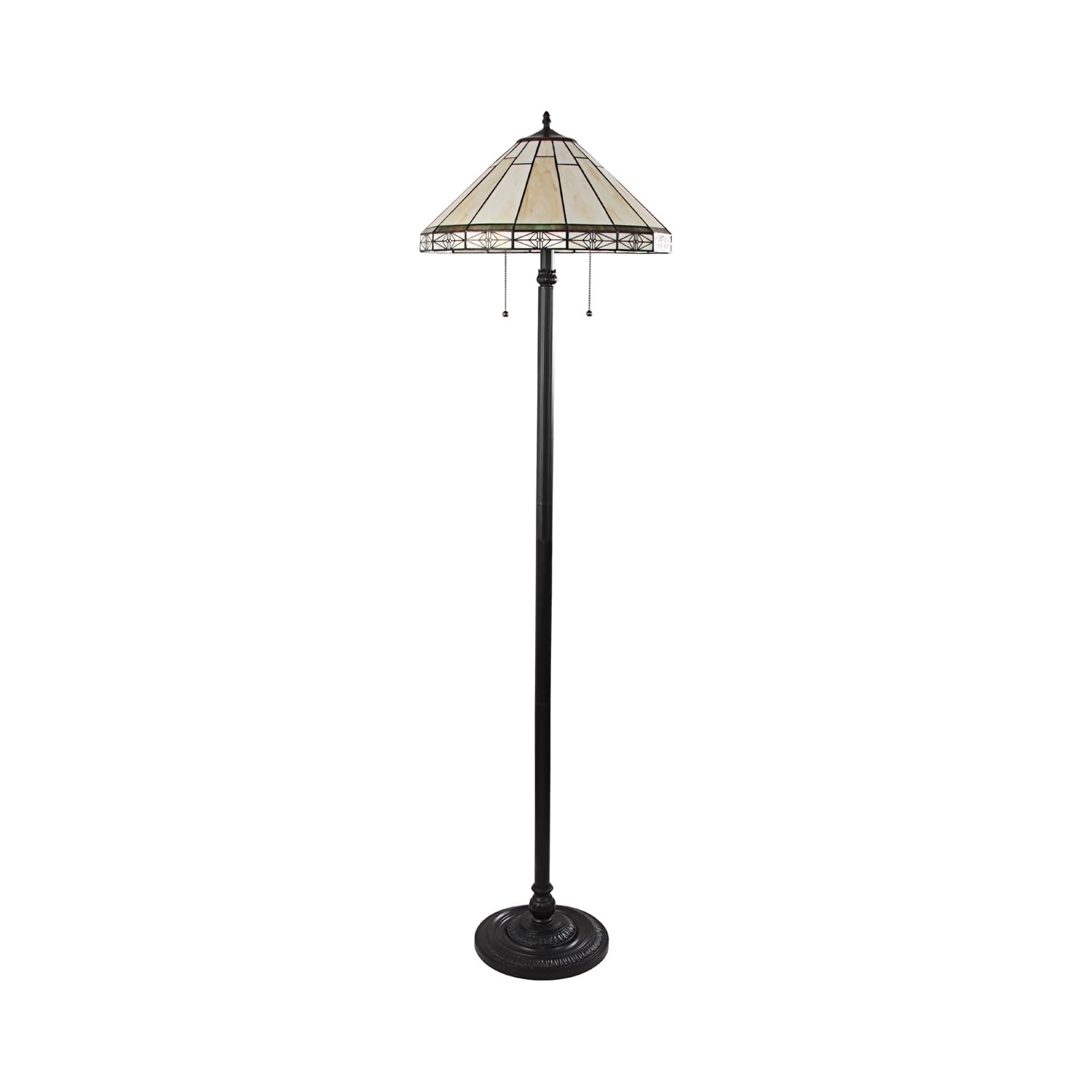 Chloe Lighting Tiffany-Style Floor Lamp, 2 Light, 18in  Wide, Blackish Bronze, Multicolor, Model CH31315MI18-FL2