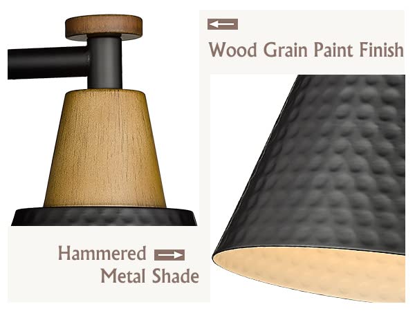 FEMILA Black Bathroom Light Fixtures, 2-Light Bathroom Vanity Lights Over Mirror with Hammered Metal Shade, Modern Wall Sconces