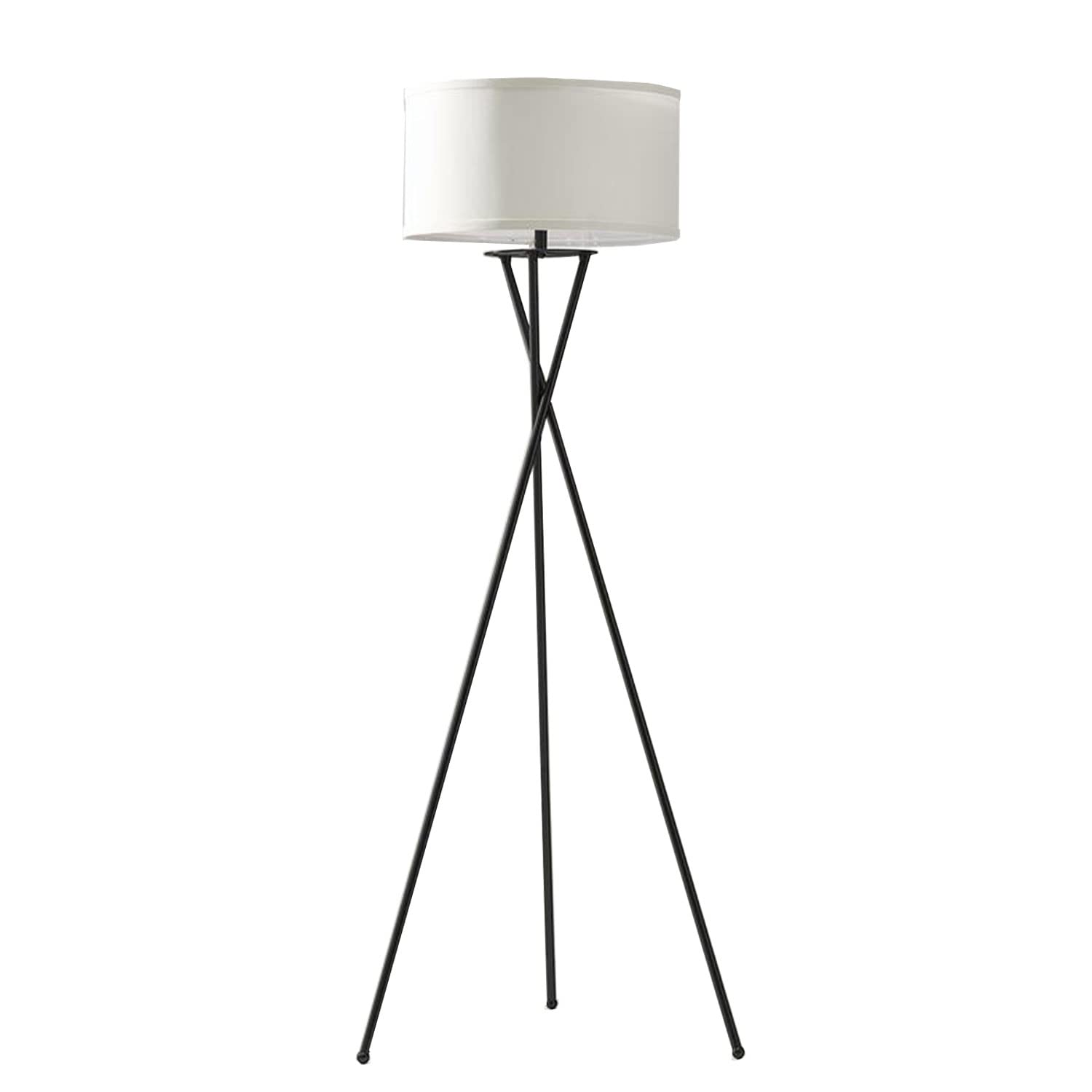 Brightech Jaxon Led Floor Lamp, Modern Lamp For Living Rooms & Offices, Tall Lamp With Contemporary Drum Shade, Gold Tripod Stan