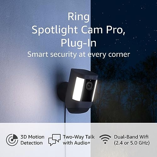 Ring Spotlight Cam Pro, Plug-In | 3D Motion Detection, Two-Way Talk with Audio+, and Dual-Band Wifi (2022 release) | 2-pack, Bla