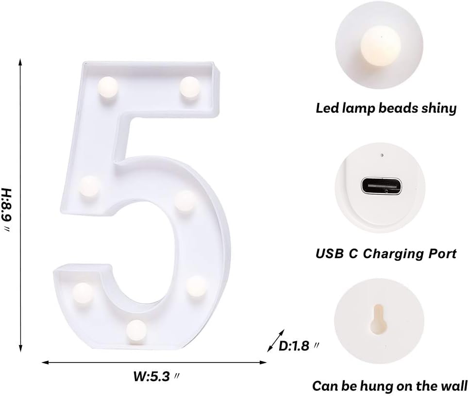 Foaky Rechargeable LED Letter Lights Sign Marquee for Weddings, Birthdays, Christmas, 5in Warm-Rechargeable Plastic