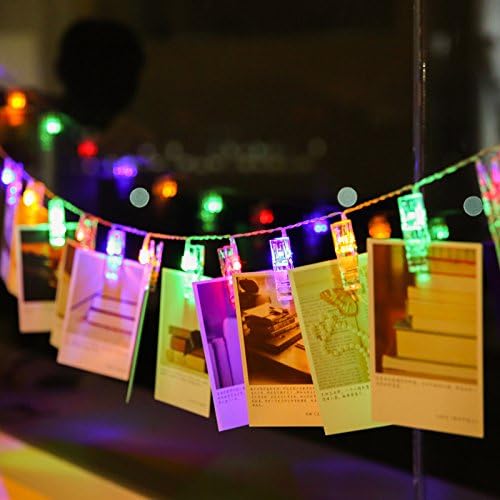 Magnoloran 30 LED Photo Clip String Lights - Battery Operated Twinkle Lights for Home Decor - 10ft, Multicolor, Model PC020-CO-FBA-1