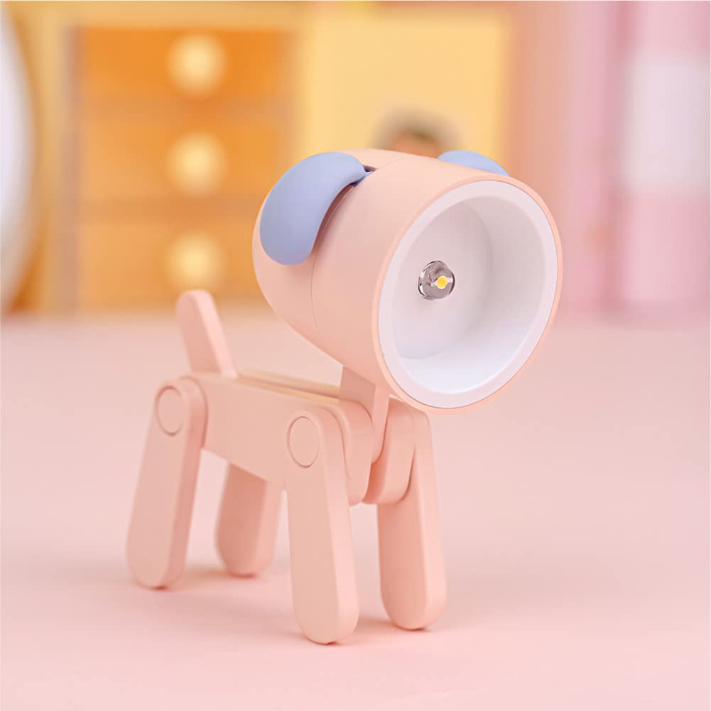 SpassLeben Cute LED Night Light for Kids, Pink Dog Table Lamp, Decorative Nightstand Light, Ideal Birthday Gift, Mini Size